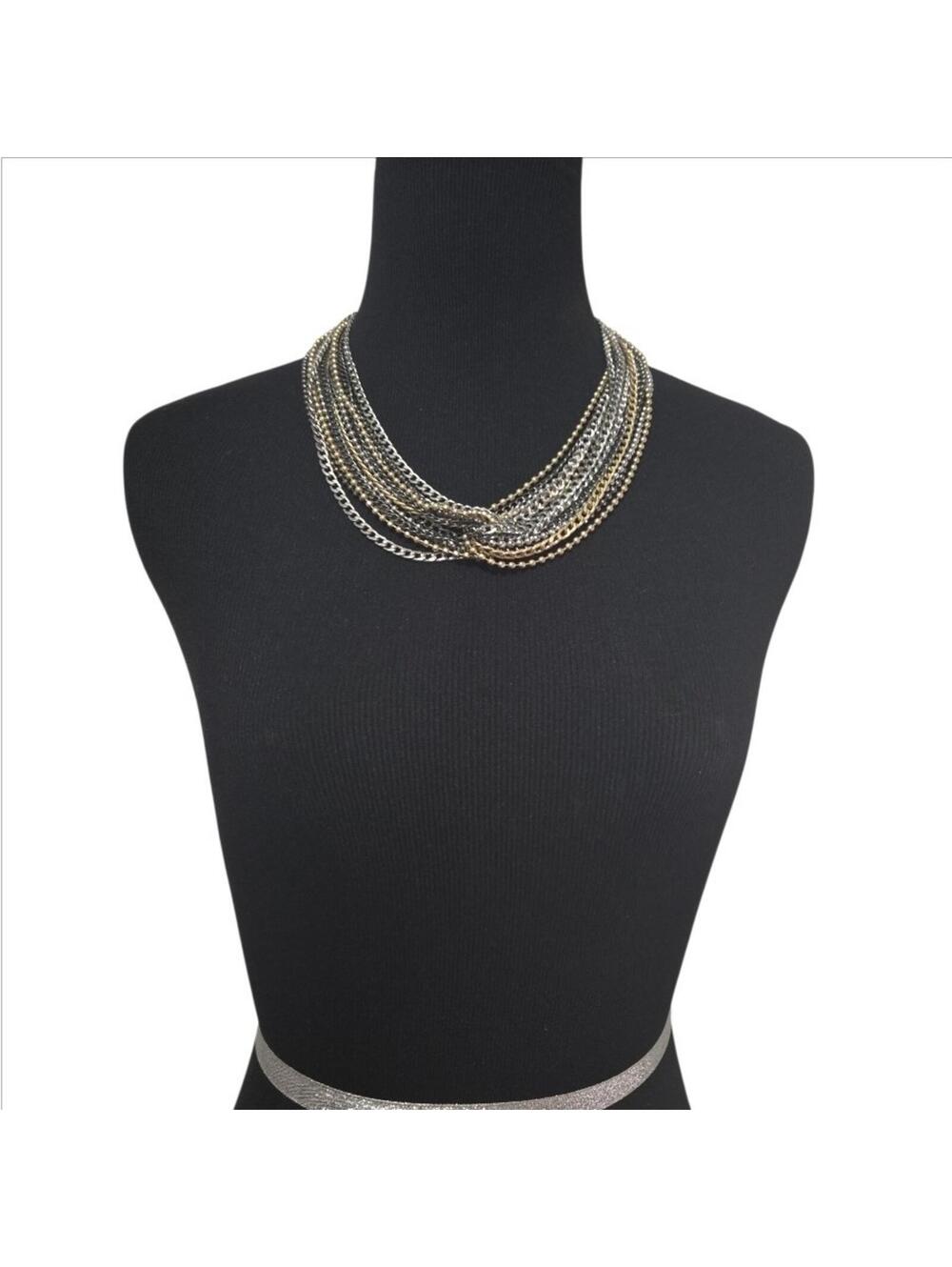 Lia Sophia Multi-Strand Necklace – Black, Gold & Silver Tone Versatile Statement